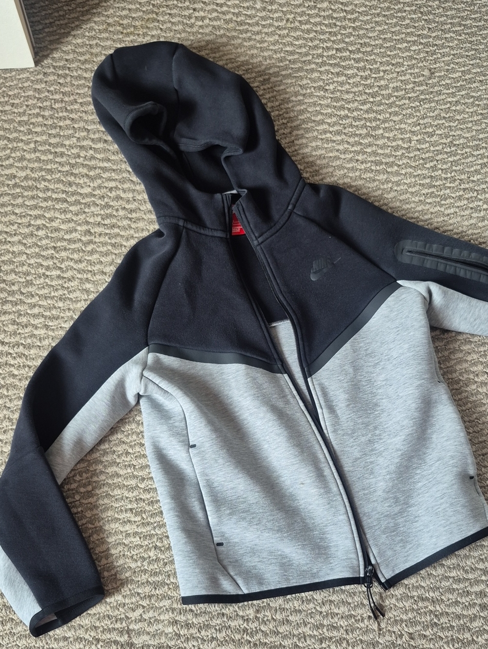 Nike Kids Black and Light Gray Hooded Zip-Up Jacket